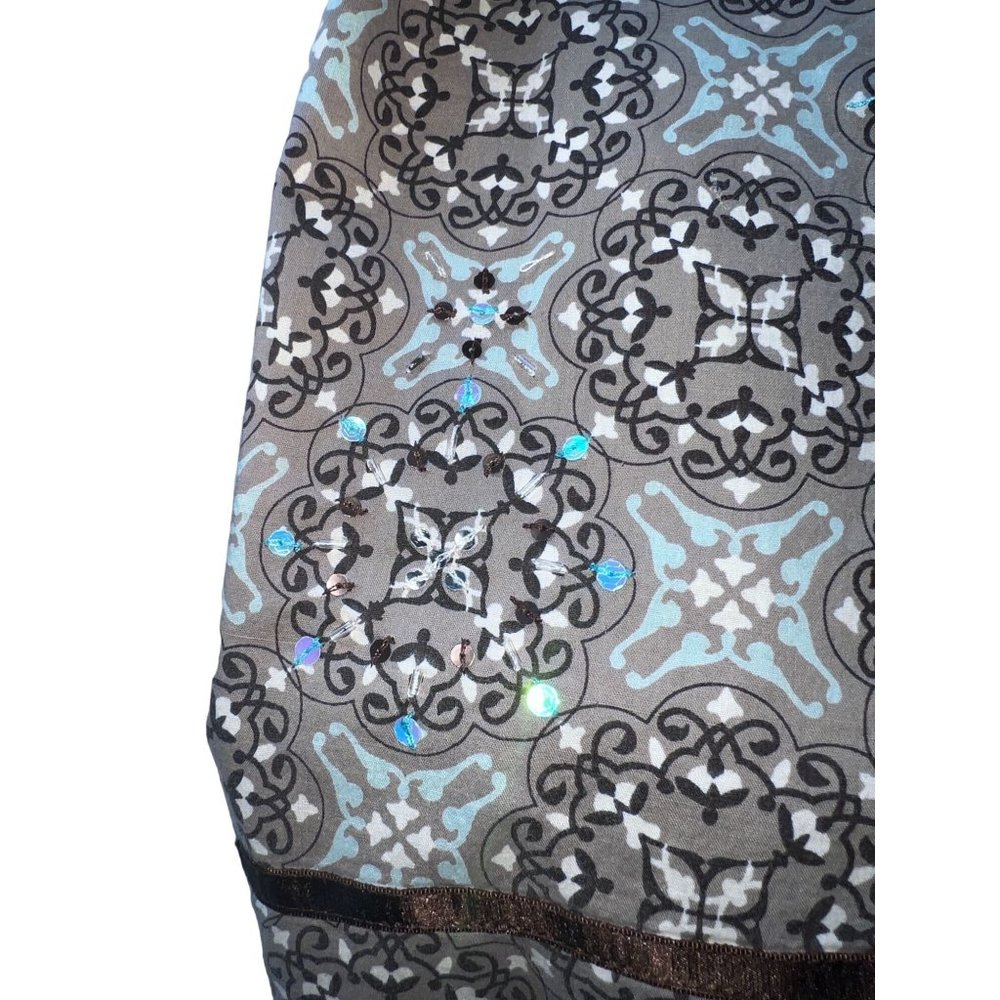 Linden Hill Boho Pale Blue and Brown Skirt with Embellishments Women Size 12 - Picture 7 of 7